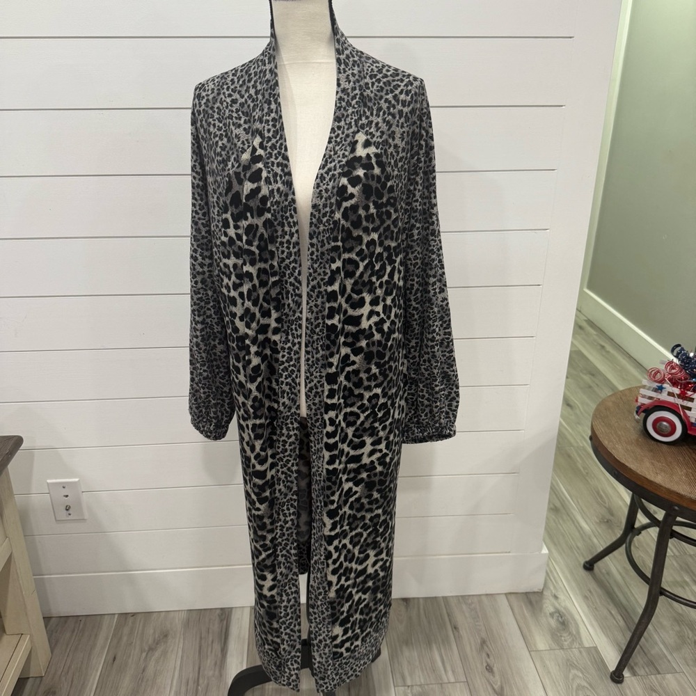 Umgee Leopard Print Long Cardigan